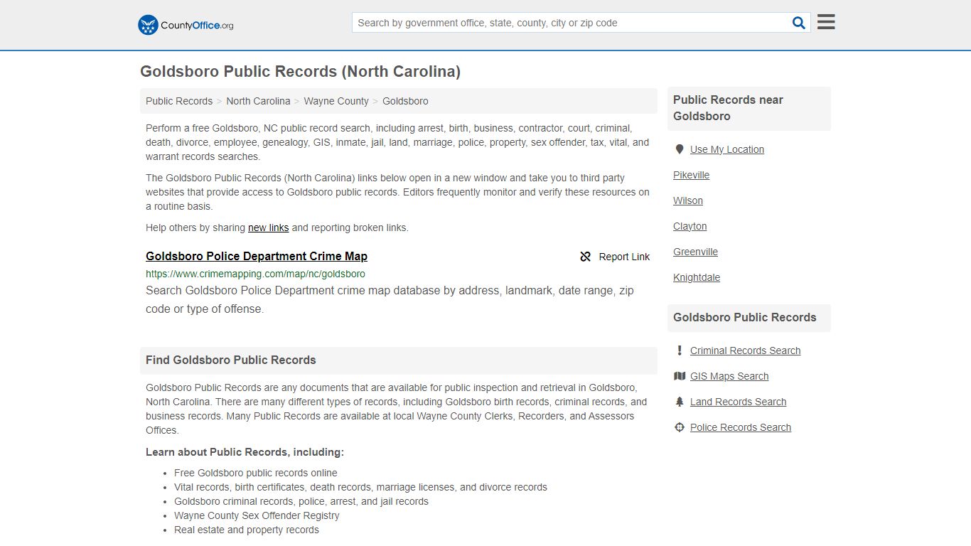 Public Records - Goldsboro, NC (Business, Criminal, GIS, Property ...