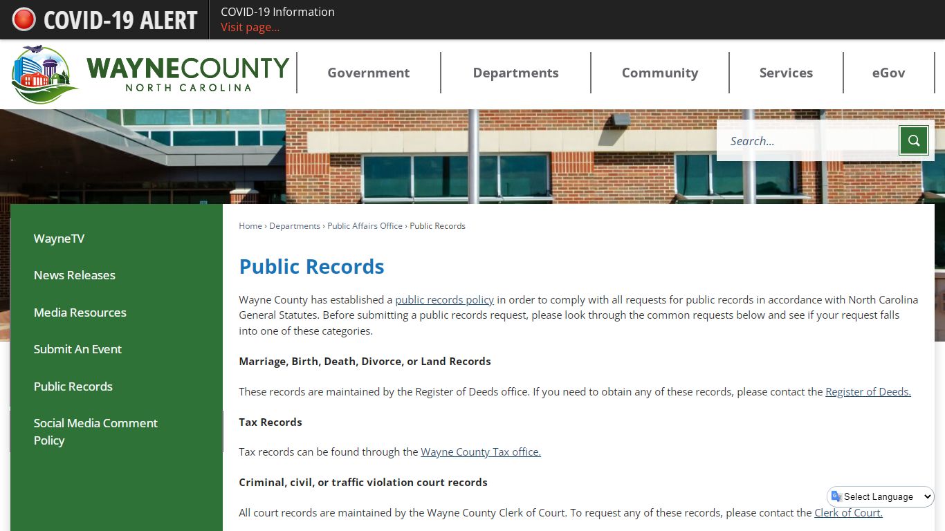 Public Records | Wayne County, NC