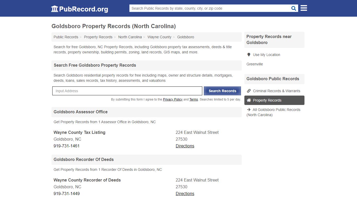 Goldsboro Property Records (North Carolina) - PubRecord.org