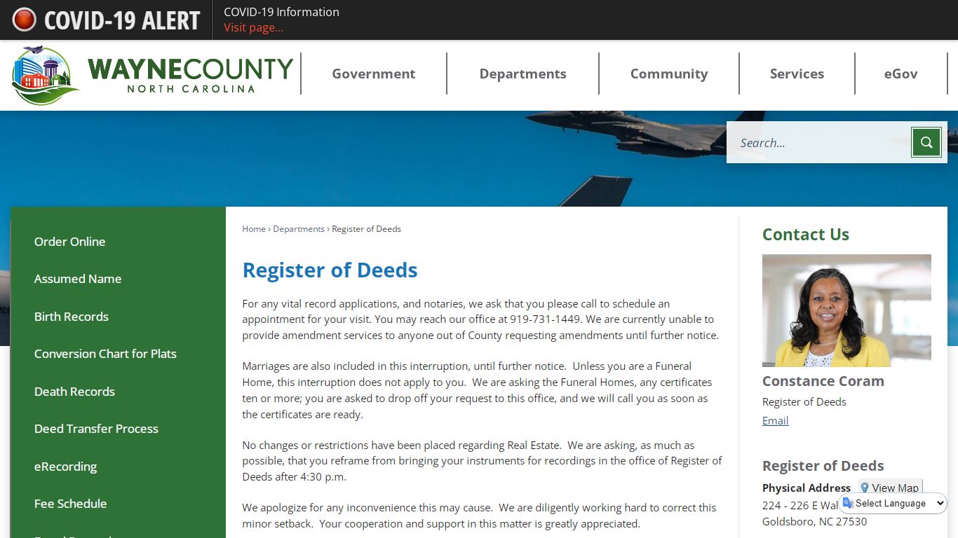 Register of Deeds | Wayne County, NC